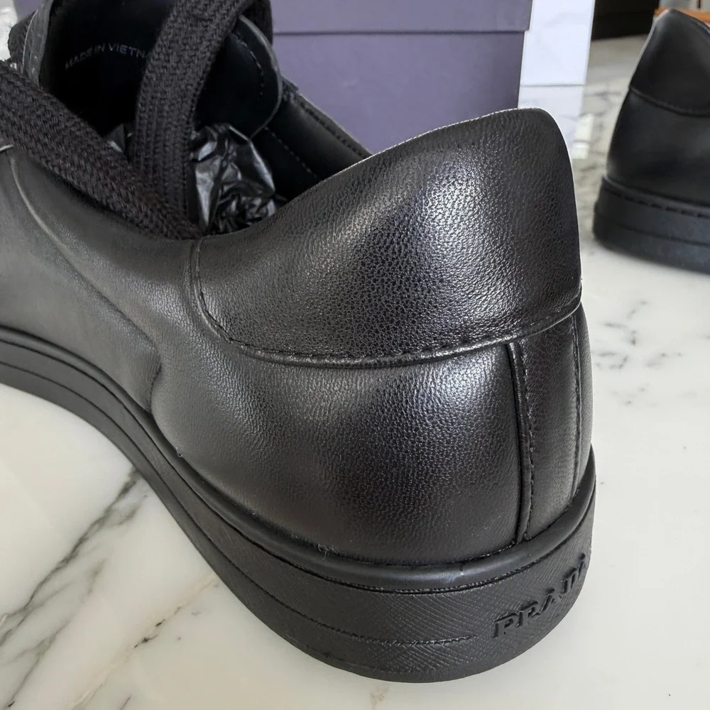 PRADA 2EG480 Black Leather Sneakers Shoes  - NEW - US 12 UK 11 - Picture 11 of 14